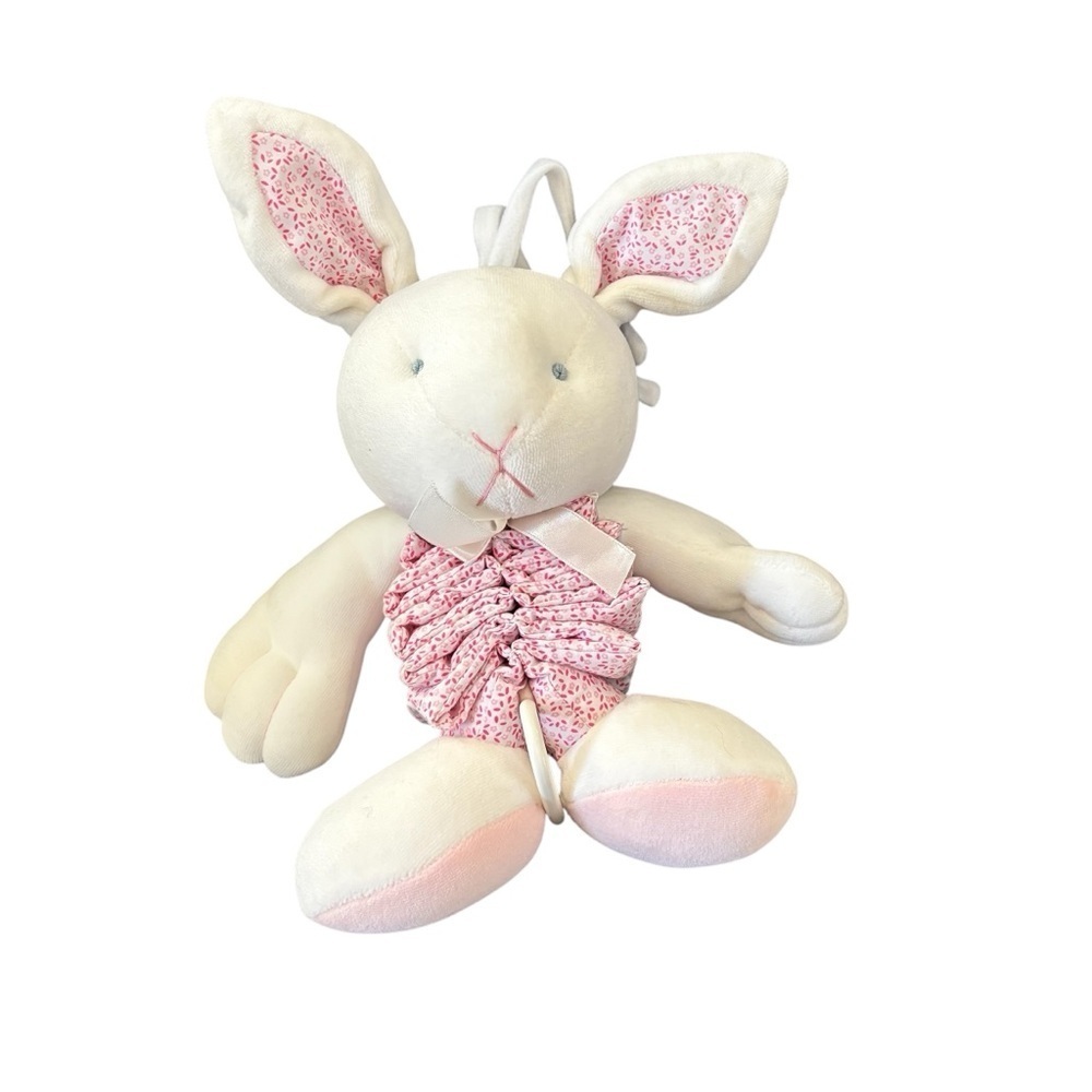 VTG Carter’s Pink Musical Bunny Rabbit Pull Crib Toy Plush #62513